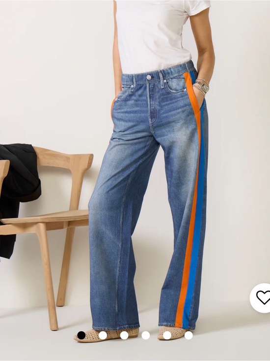 rag & bone Denim - RAG AND BONE MIRAMAR Wide-Leg PULL ON Jeans with Orange & Blue Side Stripe XS,
